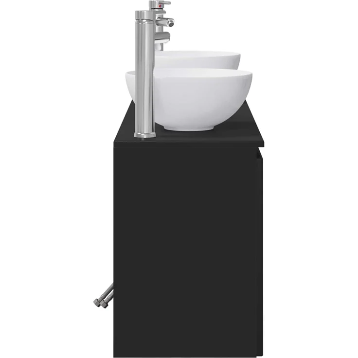 vidaXL Wandmontiertes Badezimmerschrank-Set 3 stk. Schwarz 3405618 – Bild 7