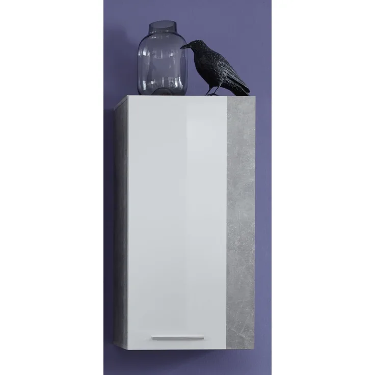 Hängeschrank Rock in weiß Hochglanz und Stone grau 52x103 cm Wohnzimmer