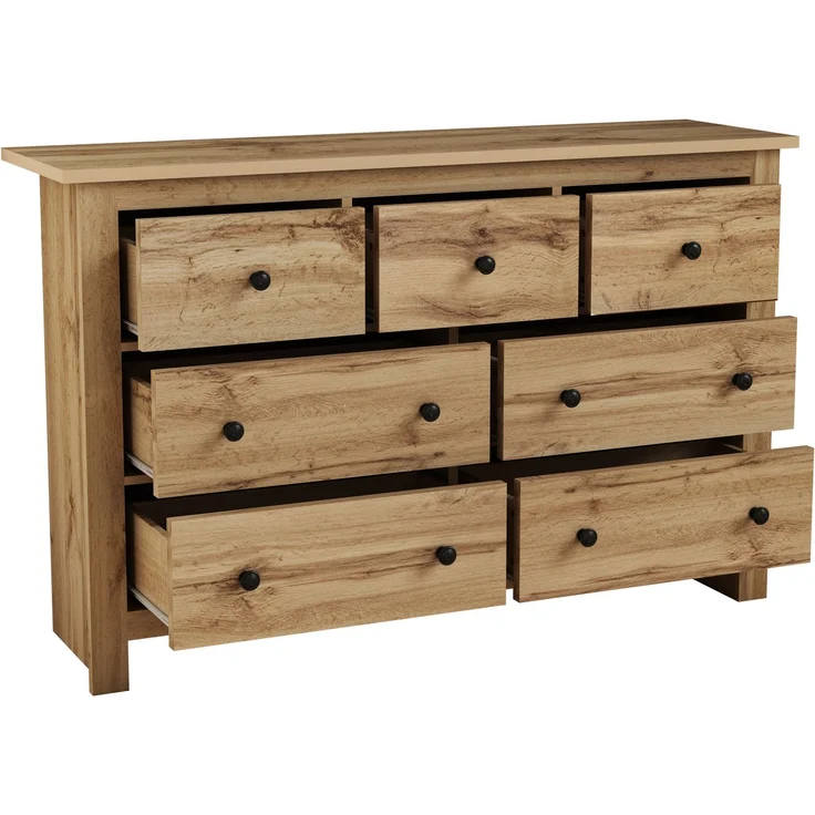 DESVIAE Sideboard mit 7 Schubladen, 152x89x40 cm, aus Spanplatte, Holzfarbe – Bild 9