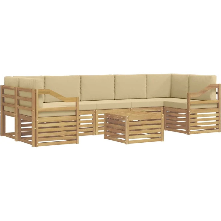 vidaXL Outdoor-Sofagarnitur 8 stk. 7-Sitzer Weiß und Beige Polyester 3391573 – Bild 2
