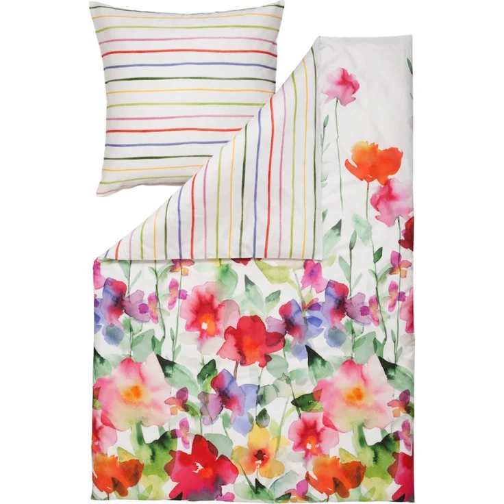 Estella Bettwäsche Aquarell 4703 985 multi Mako Satin 200 x 200 + 2x 80 x 80 cm – Bild 1