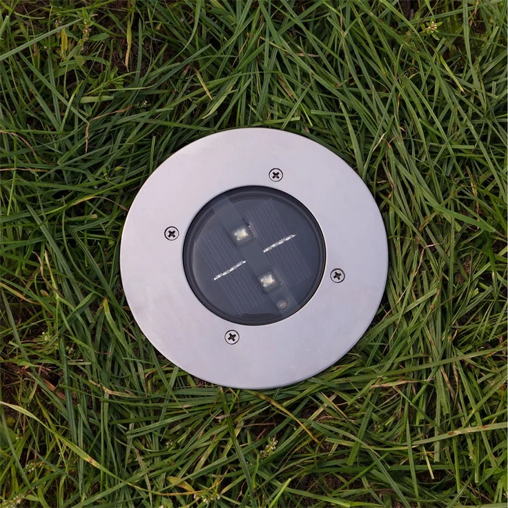 Solar LED Bodeneinbaustrahler CARLO für Außen, Edelstahl rund Ø14cm IP67 – Bild 8