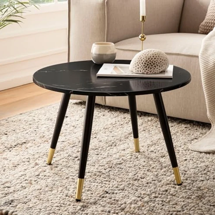 MID.YOU Couchtisch, Schwarz, aus Holzwerkstoff, rund, konisch, 60x41x60 cm, einfacher Aufbau – Bild 2