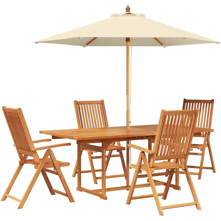 vidaXL Essgruppe für draußen mit Sonnenschirm 6 stk. 4-Sitzer 3438549 – Bild 2