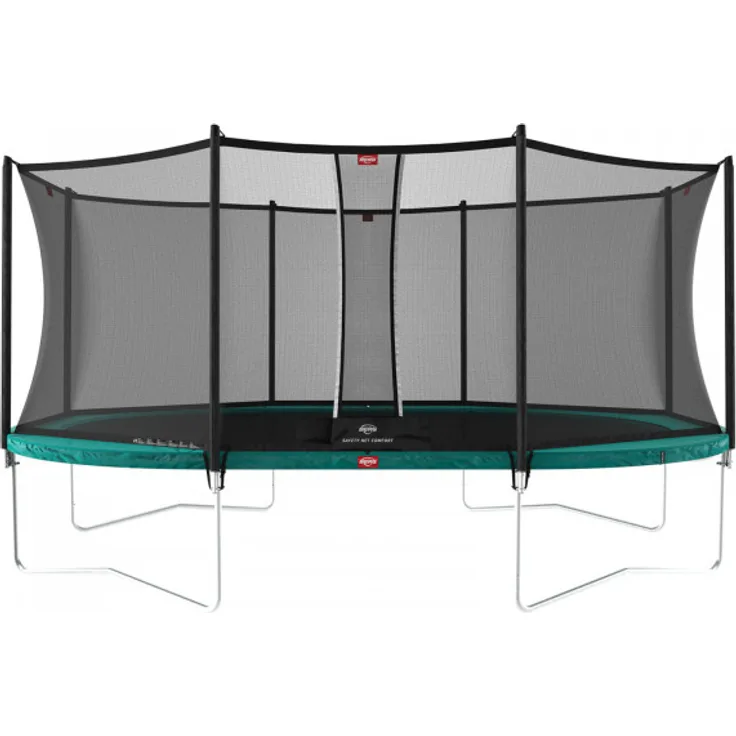 Berg Trampolin Grand Favorit, inkl. Sicherheitsnetz Comfort, oval, 520 cm x 345 cm, grün, mit Goldspring-Solo-Federn und korrosionsbeständigem Rahmen