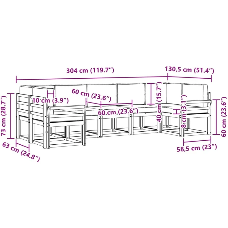 vidaXL Outdoor-Sofagarnitur 7 stk. 7-Sitzer Natur und Anthrazit 3366920 – Bild 9
