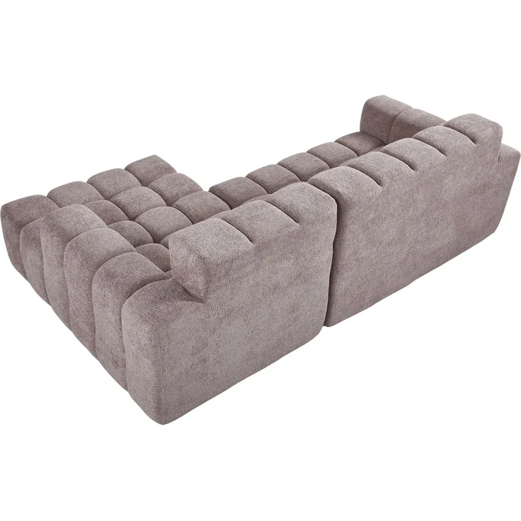 L-förmiges modulares Sofa aus Regen-Velours 250x125x60 cm in Khaki mit Kaltschaum – Bild 7