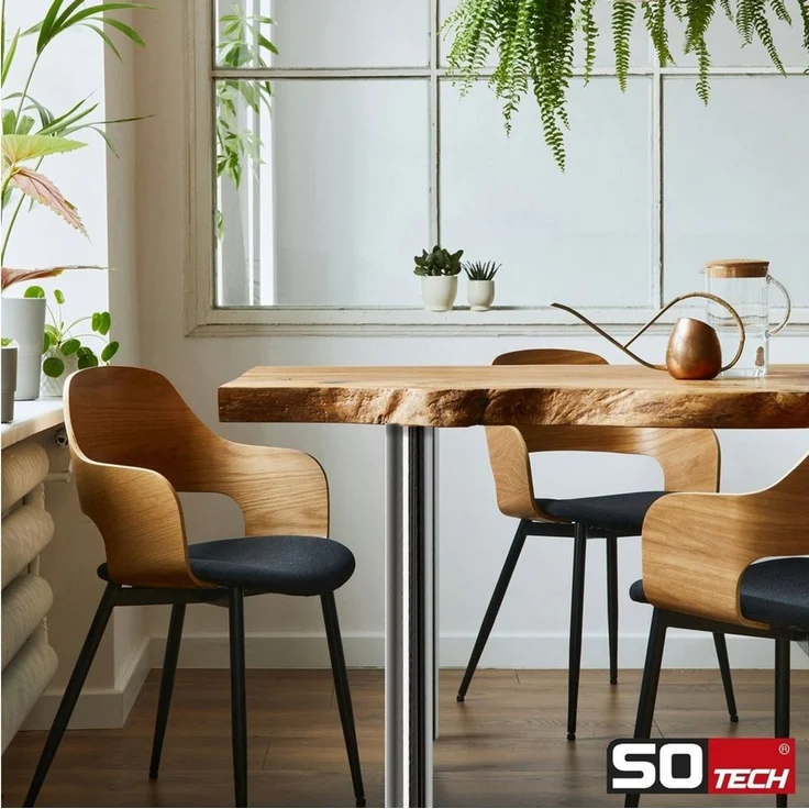 SO-TECH® Tischbein Ø 76 / 80 mm, belastbar bis 75 kg pro Stück, H: 71cm, Stahl, Chrom poliert, höhenverstellbar bis 32mm, 4x – Bild 4