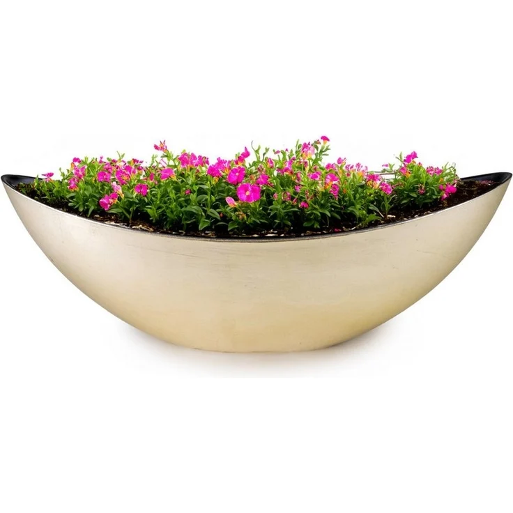 matches21 HOME & HOBBY Blumentopf Große Pflanzschale oval 39 cm für draussen Dekoschale champagner (1 St), Blumen-Schale als wetterfeste Friedhof-Schale Grab-Schmuck Grabschale – Bild 1