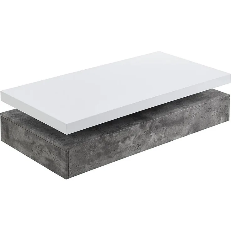 Couchtisch FELIX - 2 Schubladen - Holz (MDF) - Beton-Optik & Weiß