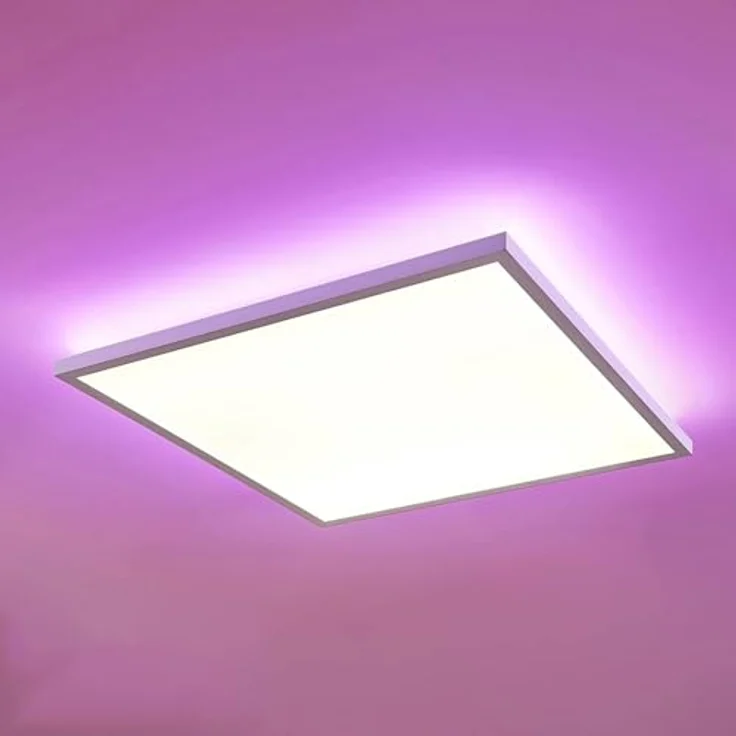 Lindby LED Panel Deckenleuchte 59,5 x 59,5 cm, dimmbar mit RGB Backlight und wechselbarer Lichtfarbe (3.000–6.000K), Fernbedienung inkl. 50W Leuchtmittel – Bild 2