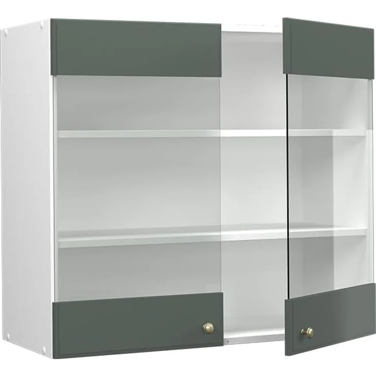 Küchenglasschrank Fame-Line Grün-Gold Landhaus 80 cm Vicco – Bild 4