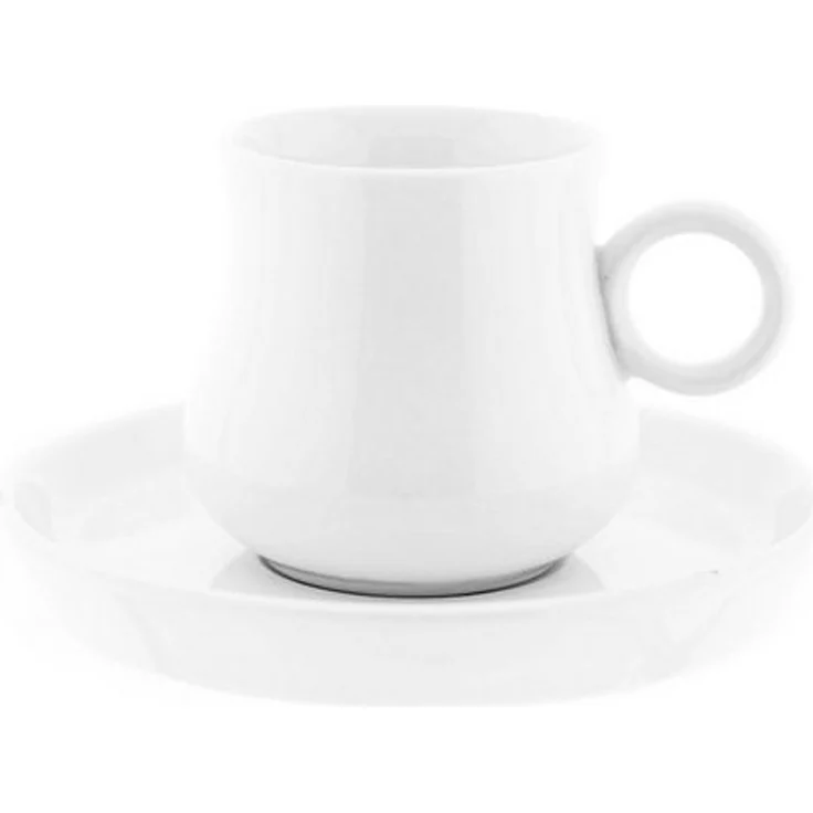 Mulex 12 Teiliges Set Mokkatassen mit Untertasse aus Porzellan Mokkaservice 100 ml Weiß – Bild 4