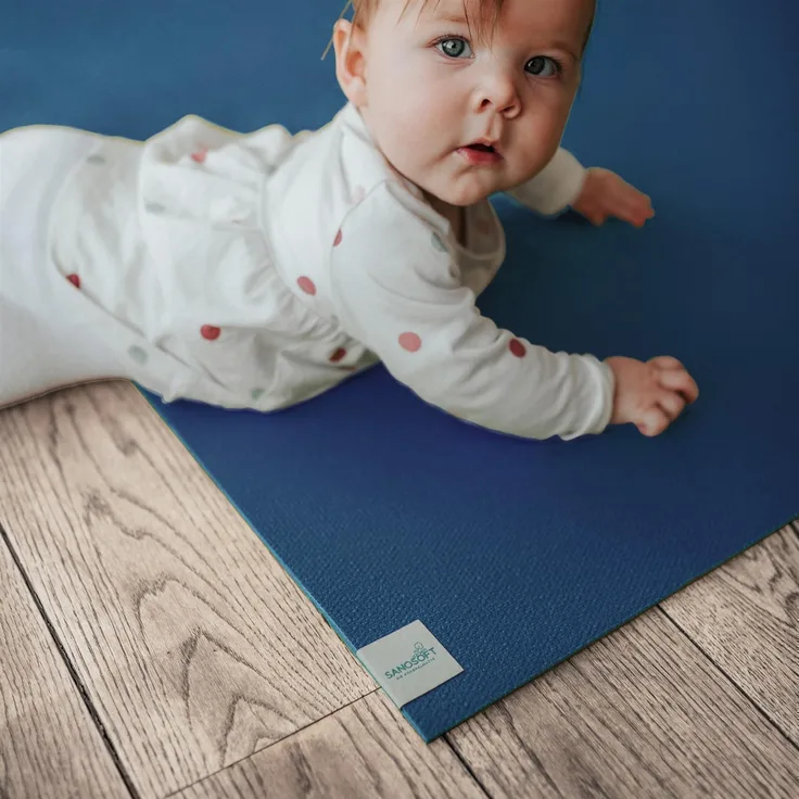 SanoSoft Krabbelunterlage 80x100 cm, Blau, PVC-Schaum, 4,5 mm Dicke