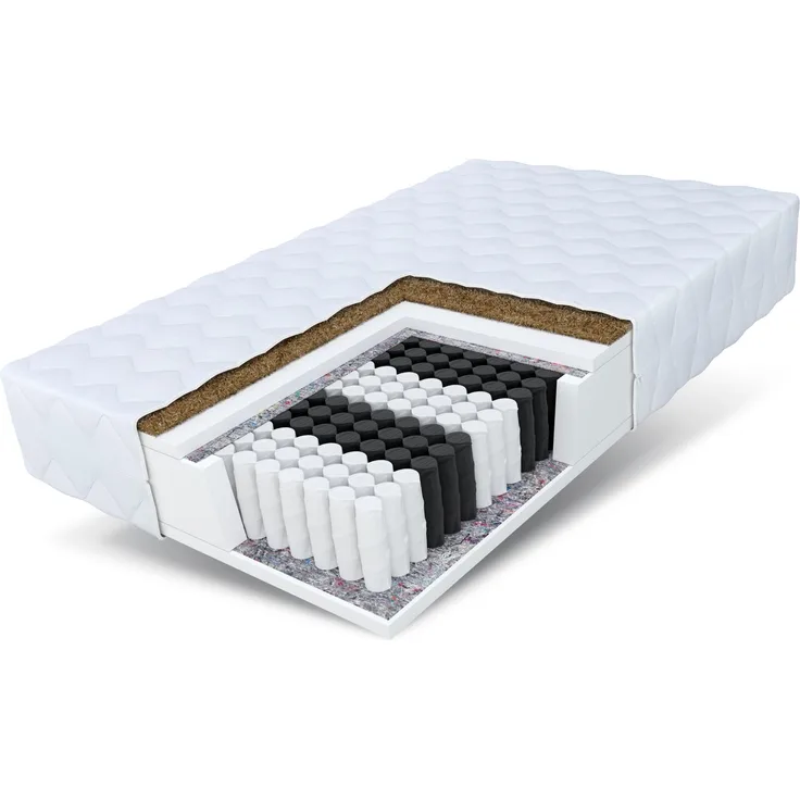 Matratze 80x200 Taschenfederkern H3 und H4 HOME MAX 7 Zonen Kokos Bett Matratze