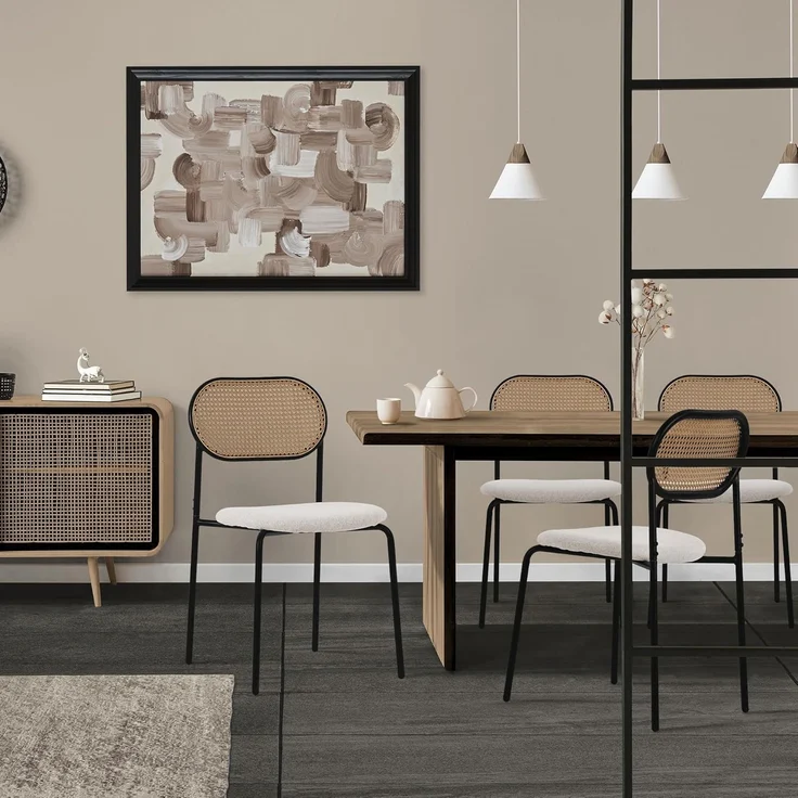 ML-DESIGN Stuhl Esszimmerstühle Rattanstuhl Polsterstühle Akzentstühle für Esszimmer (2 St), Beige Esstischstühle mit Rückenlehne aus Rattan 2er Set Küchenstuhl – Bild 2