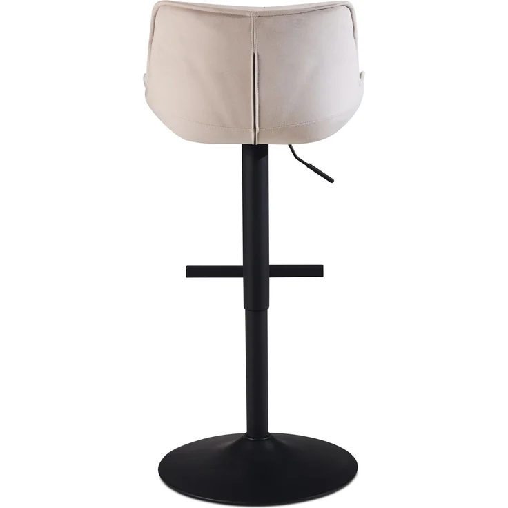 Barhocker Samt Beige mit Lehne höhenverstellbar 86-106cm Metallfuß gepolstert – Bild 8