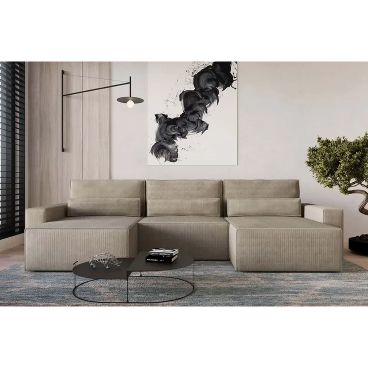 Wohnlandschaft Brazil Mini U-Form |Schlaffunktion |Bettkasten|Cord