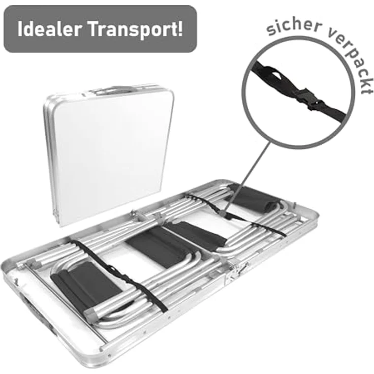 Campingtisch Set 5-teilig, Klapptisch mit 4 Camping Hocker – Bild 4