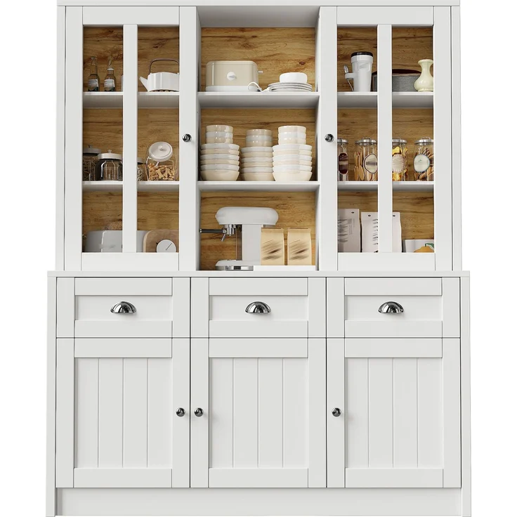 Hochschränke fürs Wohnzimmer(140×38.5×175cm), Vitrinenschrank,Küchenschrank,Esszimmerschrank mit Schubladen, Moderner Minimalistischer Hochschrank, Standvitrine für Küche Wohnzimmer Esszimmer, Weiß--Weiß--140x38.5x175cm--YOUDENOVA – Bild 6