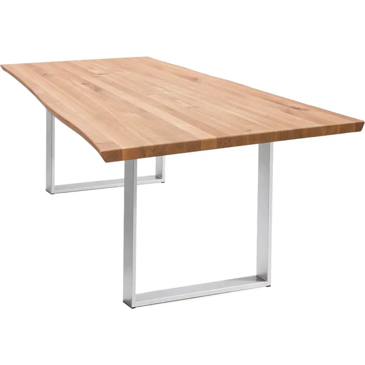 Esstisch Massiv Danyette 180 x 90 x 74 Esszimmertisch Holz massiv Wildeiche geölt/Edelstahl gebürstet 12068-180090