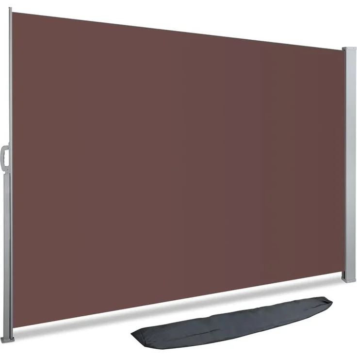 VOUNOT Seitenmarkise Ausziehbar für Balkon, Garten und Terrasse, Sichtschutz, Windschutz, Wasserdicht, Sonnenschutz, 180x300 cm, Dunkel-Braun