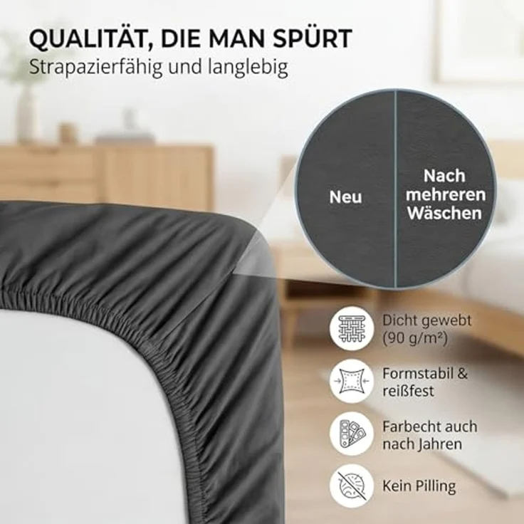 Komfortec Spannbettlaken Boxspringbett bis 15cm - 30cm Matratzenhöhe, Mikrofaser, Gummizug: Rundum, (2 Stück) – Bild 5