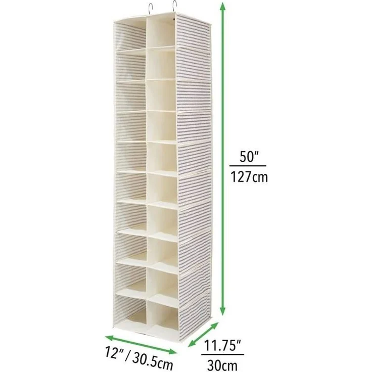 mDesign Hängeregal Organizer Aufbewahrung 20 Fächer Kunststoff Blau / Beige – Bild 2