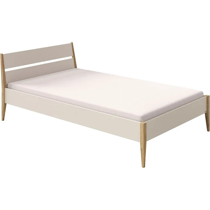 PAIDI Kinderbett STIENE in verschiedenen Größen und Farben (90/120/140x200cm - Beige, Grau, Eiche massiv), Jugendbett mit Massivholz, pflegeleicht, langlebig, Jugendliege