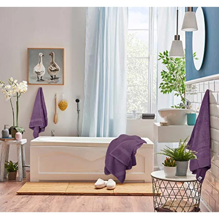 Utopia Towels - 8 teilig Handtücher Set aus Baumwolle mit Aufhänger - 2 Badetuch, 2 Handtücher und 4 Washclappen - (Pflaume) – Bild 6