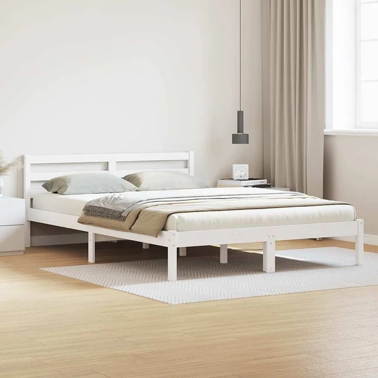 vidaXL Bettrahmen Weiß 225,5 x 165,5 x 69,5 cm Massivholz Kiefer 869783 – Bild 1