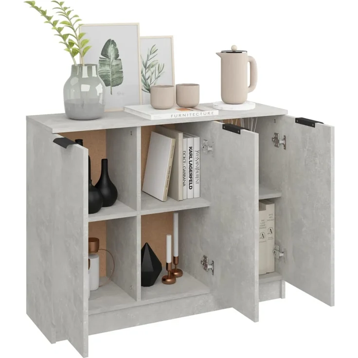 Sideboard, Kommode Betongrau 90,5x30x70 cm Holzwerkstoff – Bild 4
