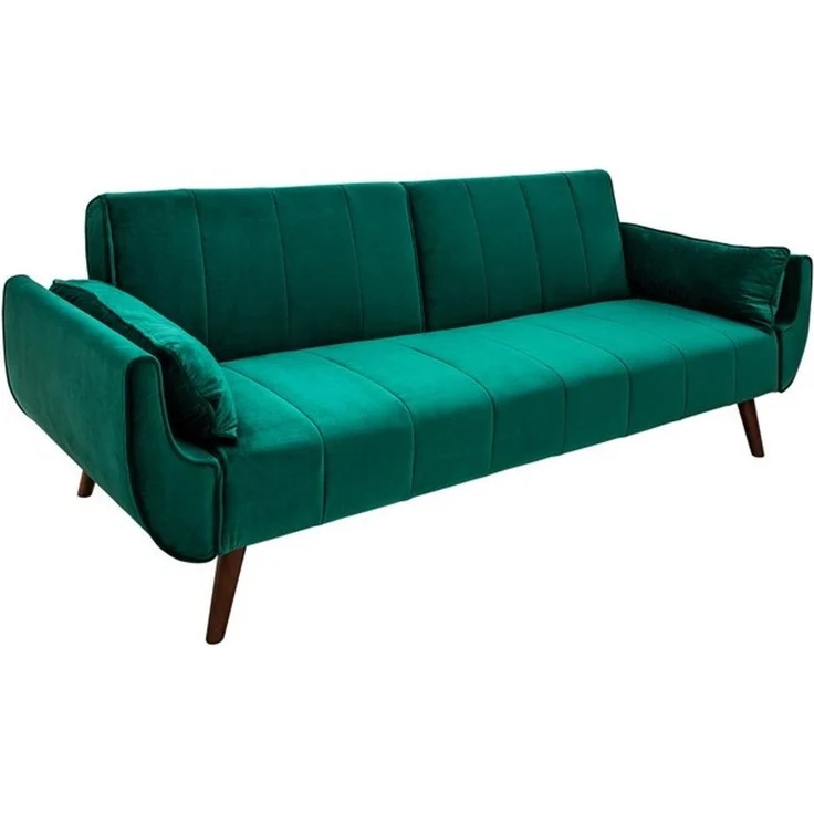 riess-ambiente Schlafsofa DIVANI 220cm smaragdgrün / braun, Einzelartikel 1 Teile, Wohnzimmer · Samt · 3-Sitzer · Couch mit Bettfunktion · Retro Design – Bild 4