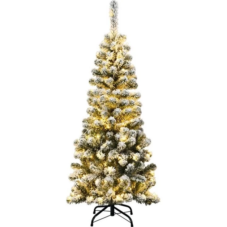 COSTWAY Künstlicher Weihnachtsbaum, 135cm, 150 warmweiße LEDs, 242 PVC Nadeln – Bild 4