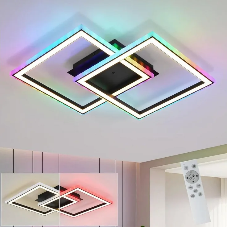 Nettlife LED Deckenleuchte 35/45W /Dimmbar mit Fernbedienung RGB Farbwechsel, RGB Farbwechsel, LED fest integriert, für Wohnzimmer Küche Flur 35W
