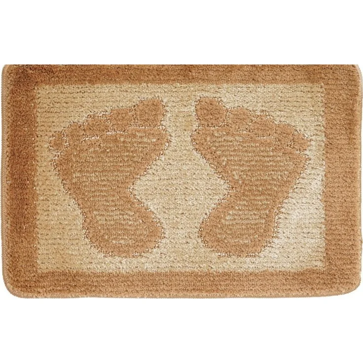 Badvorleger 60x40 cm Badematte rutschfeste Fußmatte mit Fußmotiv Duschvorleger Braun – Bild 4