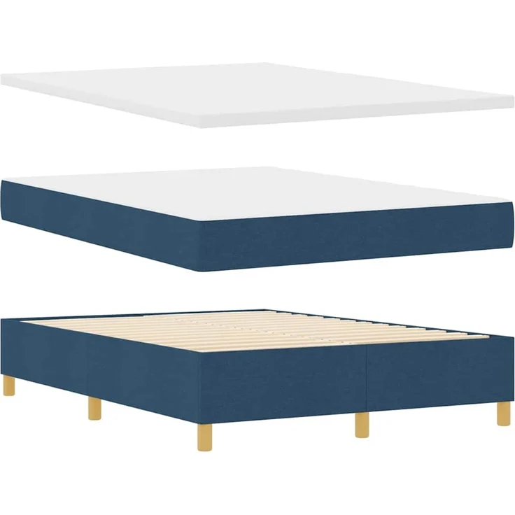 vidaXL Boxspringbett mit Matratze mit Kopfteil Blau 140 x 200 cm Stoff 3341776 – Bild 5