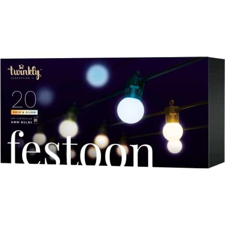 Twinkly Festoon 20 LED Weiß, Lichterkette mit 20 LED-Lampen, Außen- und Innenbeleuchtung von Warmweiß bis Kaltweiß, Kompatibel mit Alexa, Google Home, IP44, App-Steuerung, Schwarzes Kabel, 10m – Bild 9