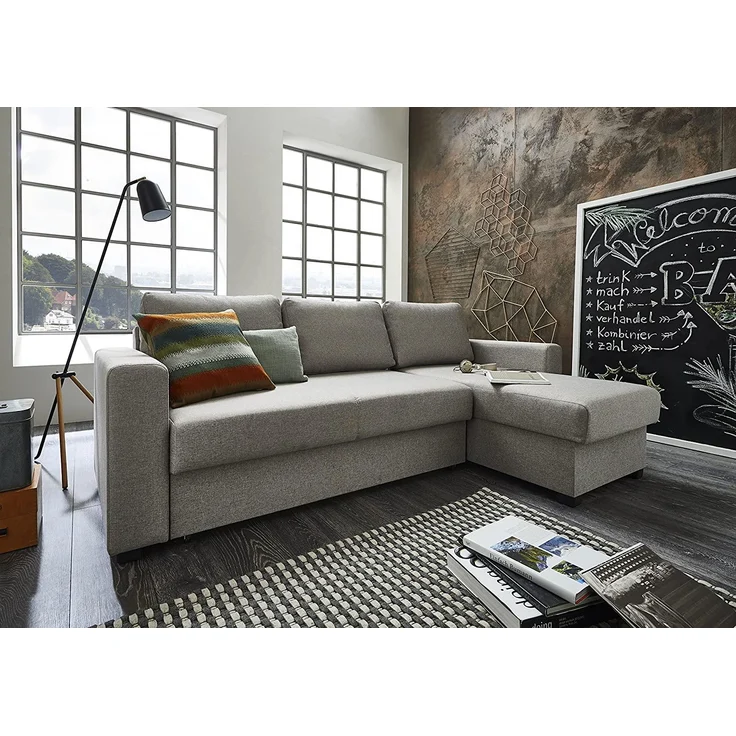 Atlantic Home Collection Dublin Schlafsofa mit Bettkasten, Polyester, Warmes Grau, L-Form Sofa – Bild 2