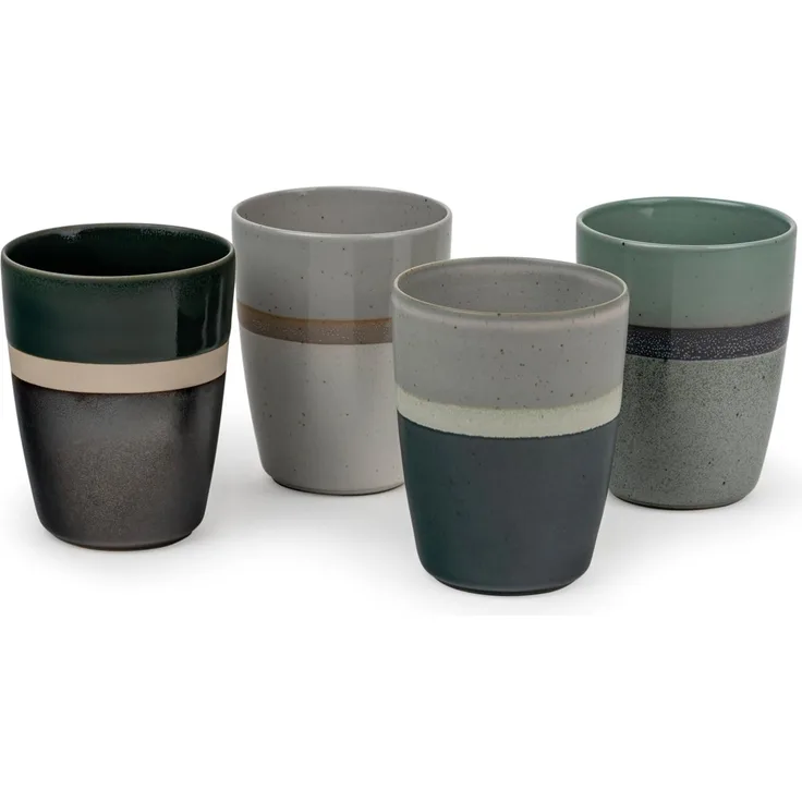 1x4 Bredemeijer Mugs Sven 200ml Tassen Steingut Streifen 147080