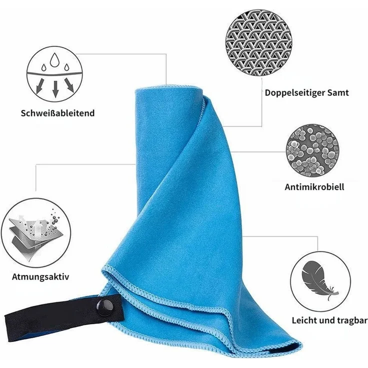 Blusmart Reisehandtuch Schnelltrocknendes Sporthandtuch, Mikrofaser (Reisehandtuch), Sport-, Strand- und Badetücher – Bild 2