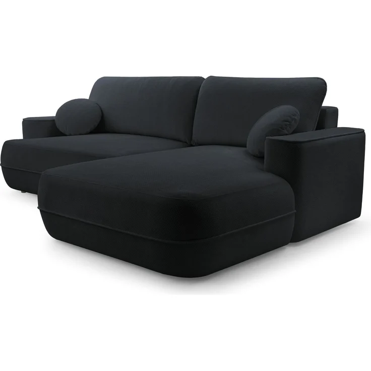 Selsey 'Fuerro' Ecksofa mit Schlaffunktion, Bettkasten, Ottomane rechts, Strukturstoff wasserabweisend, Schwarz – Bild 5