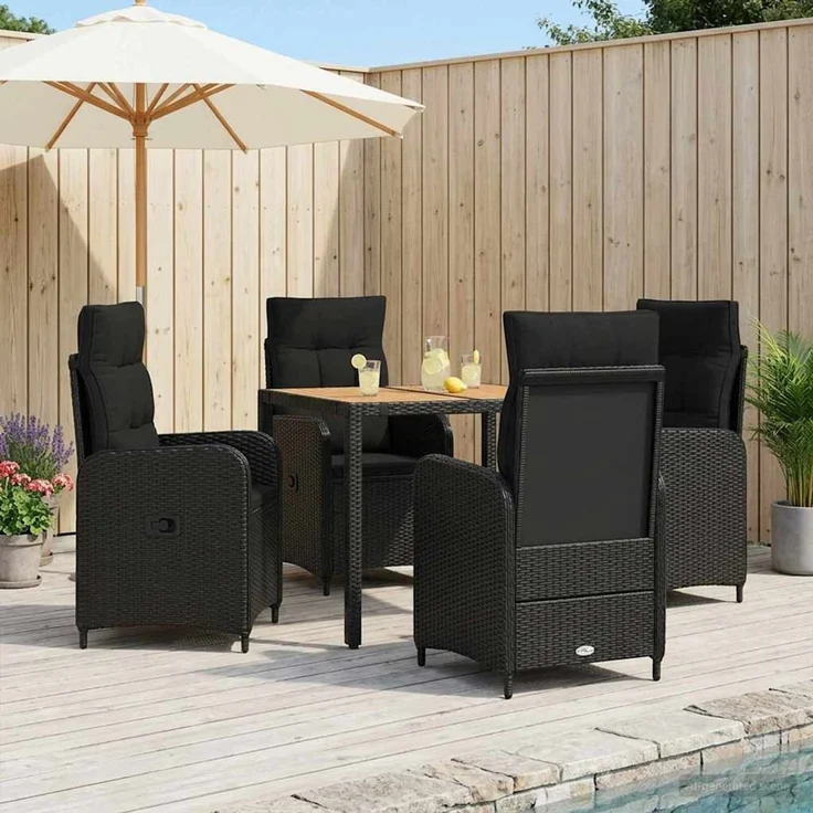 vidaXL Outdoortisch-Set 5 stk. Schwarz 90 x 90 x 75 cm 3422263 – Bild 3