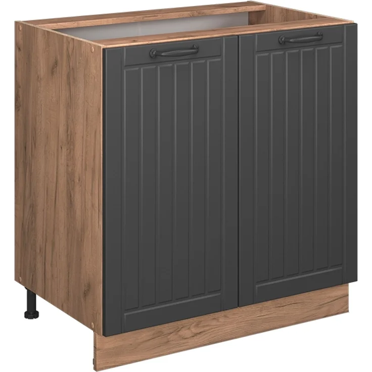 Küchenunterschrank Fame-Line Dunkelgrau 80 cm mit Regal, AP Anthrazit Vicco – Bild 1