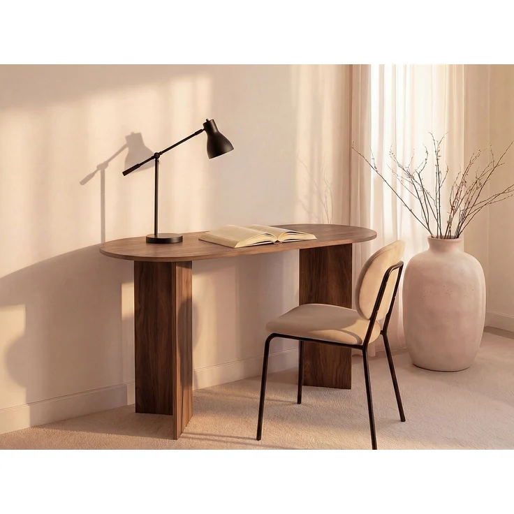 Vente-unique - TOPANIA - Konsolenschreibtisch - Holz, Platte - Spanplatte - Naturfarben dunkel - 140 x 59.6 x 74 cm – Bild 2