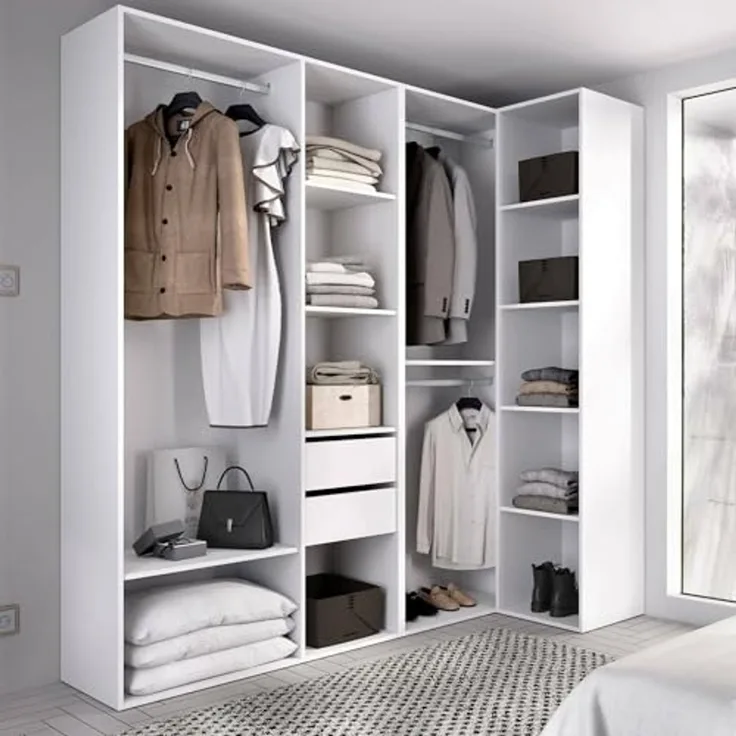 Dmora - Großer Kleiderschrank Capenardo, Schlafzimmermöbel, Schrank, Garderobe, 183x85 h205 cm, Weiß und Eiche