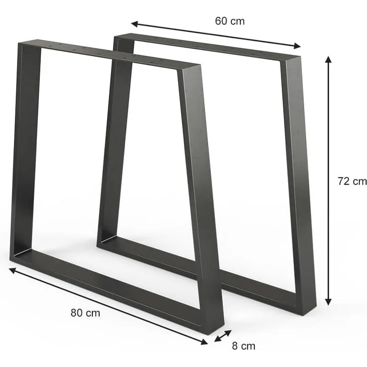 Tischbeine Schwarz 80 x 72 cm Trapezförmig Vicco – Bild 3