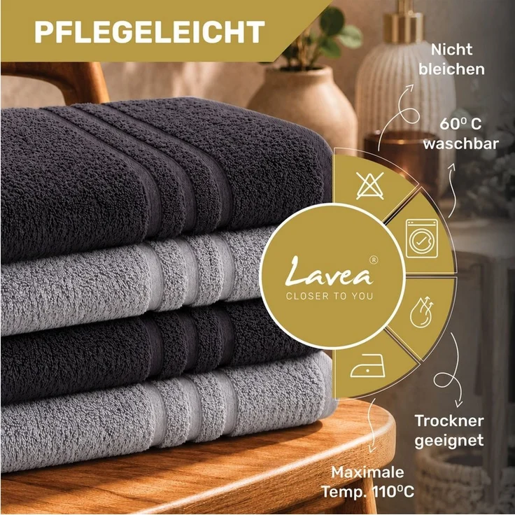 Lavea Handtücher 8er Handtuch Set 50x100 cm, Sporthandtuch, Badetuch, (Frottierserie Elena), Saugstarke & weiche Gästetücher, Handtuch Set – Bild 2