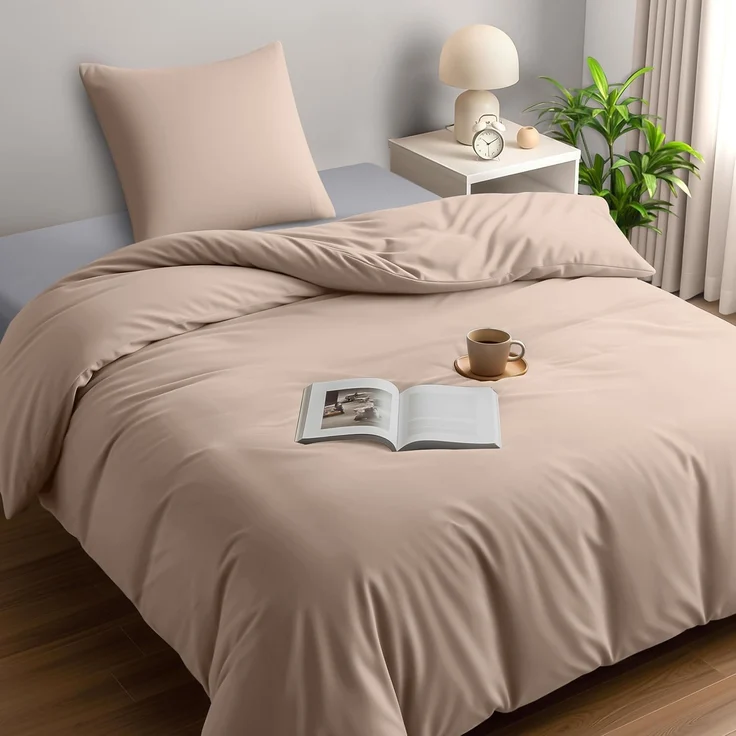 Utopia Bedding Bettwäsche 140x200 Set - Mikrofaser Bettbezug 140x200 cm + 1 Kissenbezug 65x65 cm - Beige – Bild 1