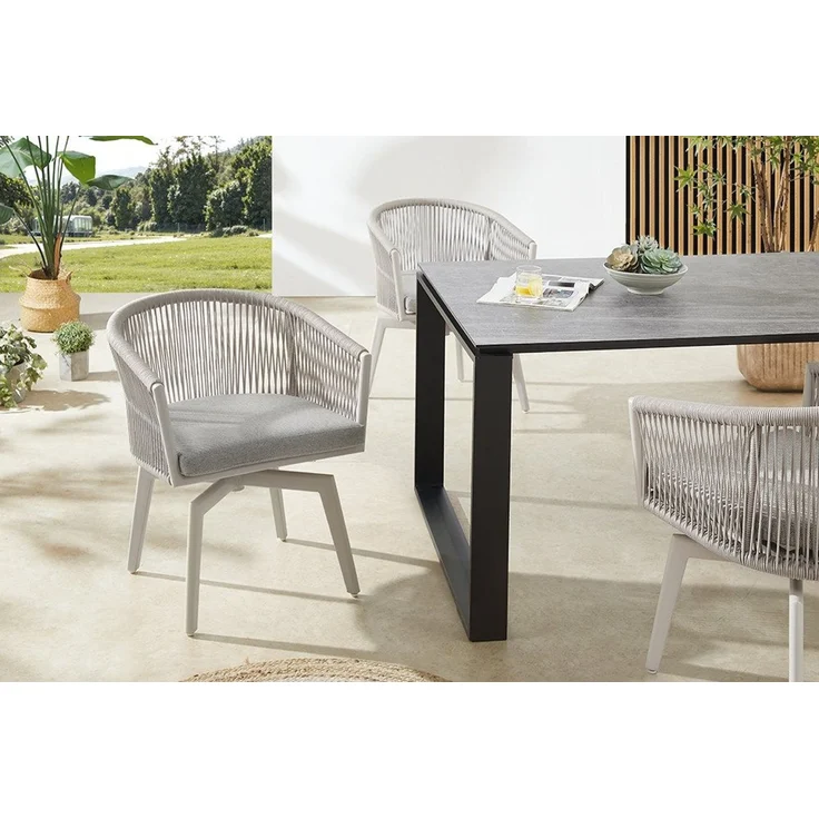 riess-ambiente Gartenstuhl ROPE greige - Aluminium, inkl. Kissen, In- und Outdoor, 360° drehbar (Einzelartikel, 1 St), wetterfester Gartensessel mit Geflecht - ideal für Balkon & Terrasse – Bild 5
